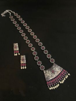 Pink German Silver Oxidised Jewellery