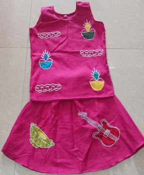 Pink Kantha Stitch Cotton Baby Frock
