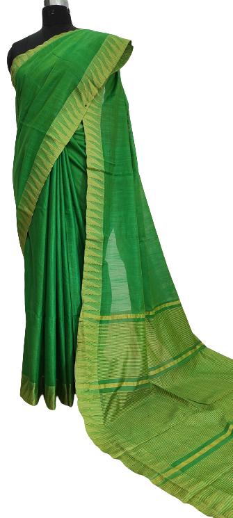 Green & Yellow Handcrafted Kota Silk Saree.