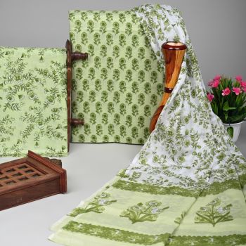Pixie Green Handloom Suit With Cotton Dupatta
