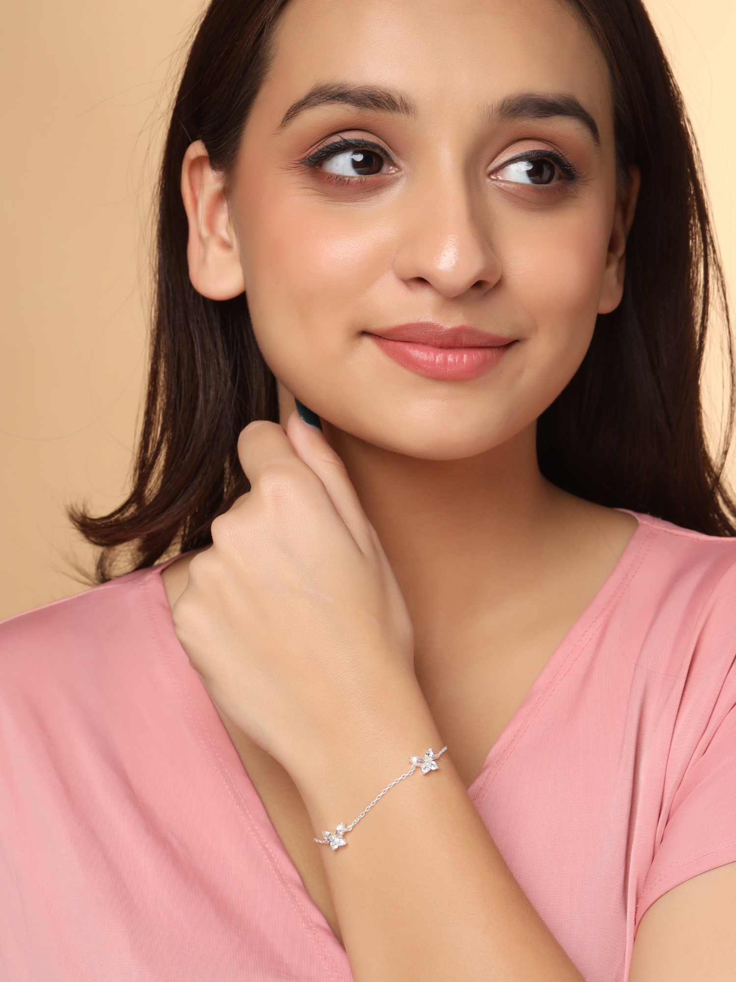 Butterly Soltaire Rhodium Bracelet in 925 Sterling Silver