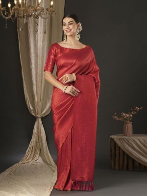 Old Brick Party Wear Tissue Silk Saree