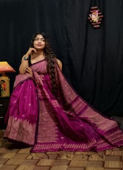 Pink Ghicha Pure Handloom Organic Saree