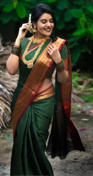 Green Nauvari Silk Saree From Maharashtra