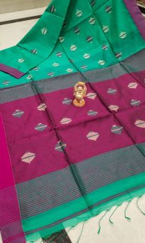 Green Pan Patti Design Pure Handloom Cotton Saree