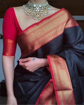 Black Nauvari Silk Saree From Maharashtra