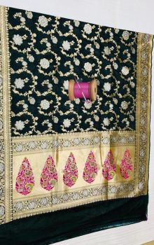 Black Flower Design Silk Ikat Patola Saree
