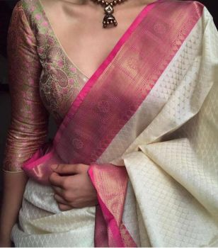 White Nauvari Silk Saree From Maharashtra