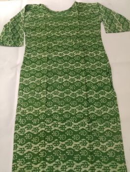 Leaf Green Pure Handloom Cotton Bagru Kurti From Bengal