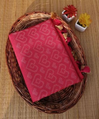 Brick Red Pure Handloom jacquard Silk Saree From Banaras