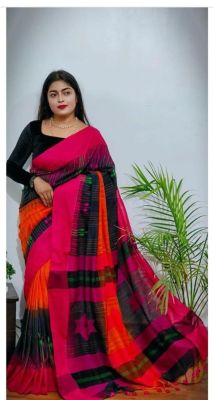 Multi Colour Pure Handloom Ikkat Saree From Bengal