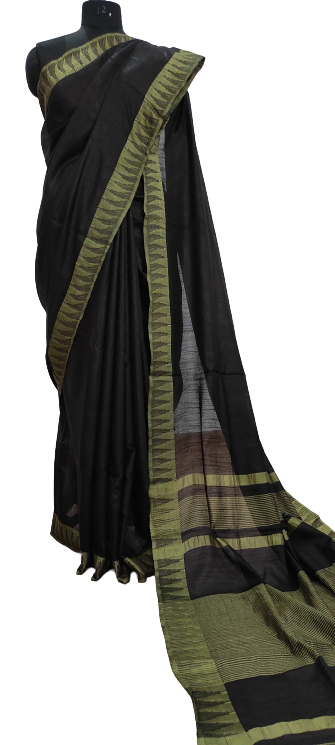 Black & Yellow Handcrafted Kota Silk Saree.