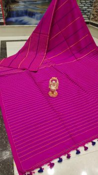 Pink Stripes Pure Handloom Cotton Saree