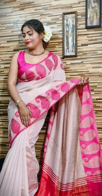 Multi Colour Pure Handloom Tissue Silk Saree From Bengal