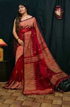 Maroon Ghicha Pure Handloom Organic Saree