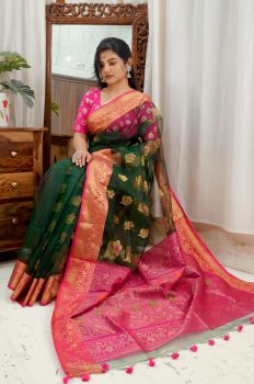 Black Pure Handloom Muslin Banarasi Saree