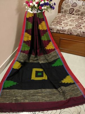 Multi Colour Pure Handloom Silk Cotton Saree From Bengal