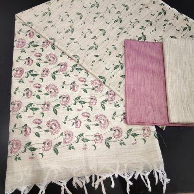 Pure Handloom Madhubani Print 3pc Unstitched Salwar Suit