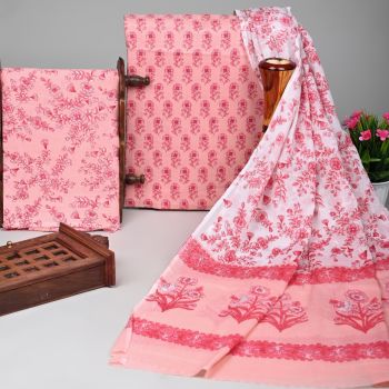 Softpink Pure Handloom suit with Cotton Dupatta