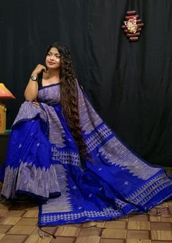 Blue Ghicha Pure Handloom Organic Saree