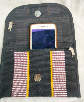 Black Pure Handloom Money pass bag