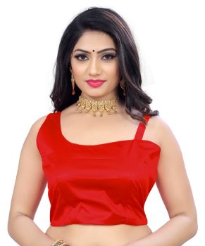 Red Malai Satin Fabric One Side Strap Blouse
