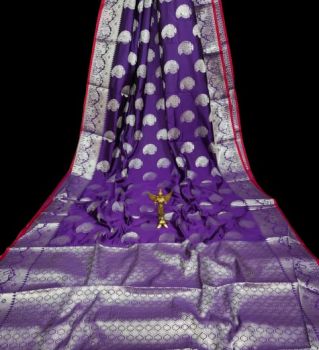Purple Katan Silk Party Wear Saree From Bengal