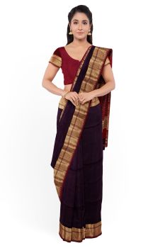 Magenta  Maheshwari Handlooms Traditional Design Zari Border Saree