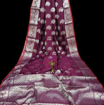 Dark Purple Katan Silk Party Wear Saree From Bengal