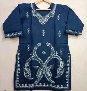 Blue Pure Handloom Cotton Tops From Bengal