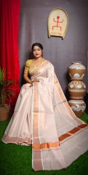 White Pure Handloom Tissue Saree From Bengal