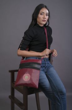 Brown Bag Women Pure Handloom Gurjari Madhubani Print