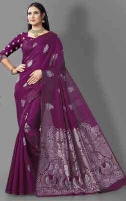 Purple Pure Handloom Silk Saree From Banaras
