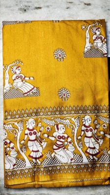 Yellow Pure Handloom Maheshwari Silk Cotton Saree From Bengal