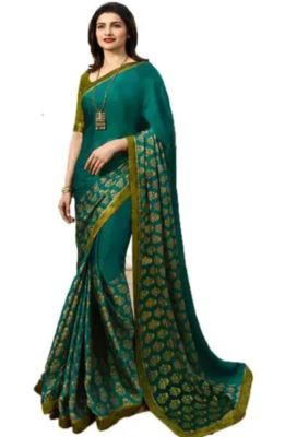Bottle Green Pure Handloom Art Silk Saree From Banaras