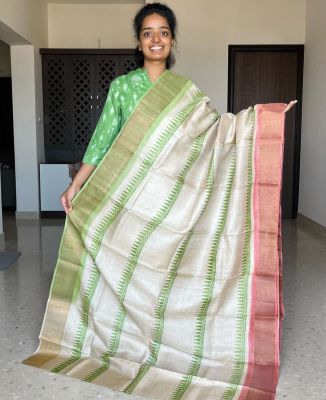 Multi Colour Pure Handloom Tussar Silk Saree From Bengal