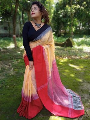 Multi Colour Pure Handloom Cotton Saree From Bengal