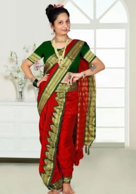 Old Brick Pure Handloom Silk Cotton Saree From Banaras