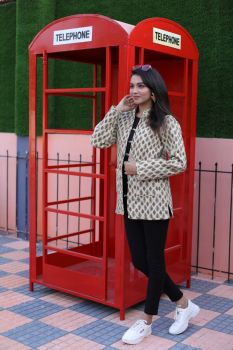 Cream Hand Block Printed cotton Jacket