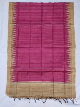 Pink & Off white Tussar ghicha silk dupatta