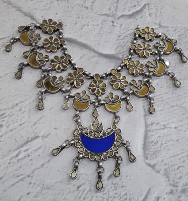 Afghani Glass Mirror Necklaces With Handpaint