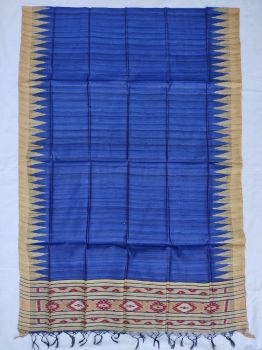 Blue , off white & Red butti  Tussar ghicha silk dupatta