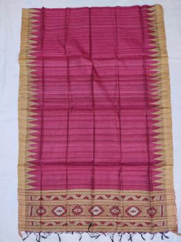 Pink  & Off white Butti  Tussar ghicha silk dupatta