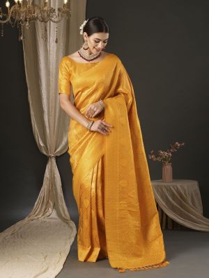 Gold Party Wear Silk Saree