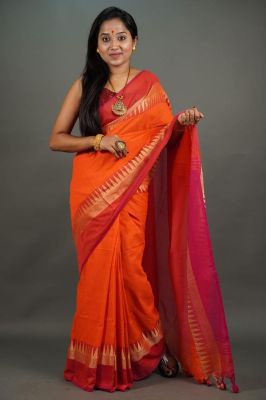Multi Colour Pure Handloom Cotton Saree From Bengal