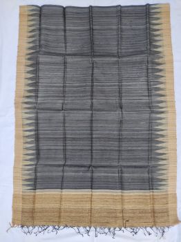 Black and off white Tussar ghicha silk dupatta