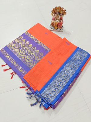 Orange Pure Handloom Gadwal Saree From Bengal
