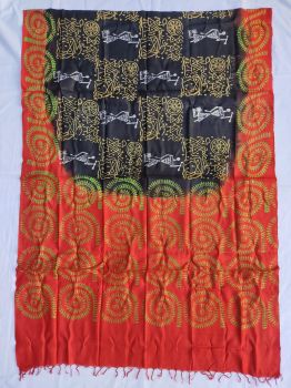 Red & Black cotton silk dupatta