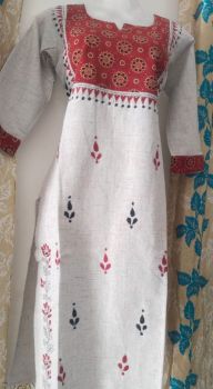 Off White Pure Handloom Cotton Kurti From Bengal
