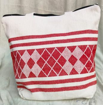 White Red Pure Handloom Money pass bag